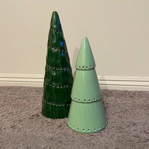 Crate & Barrel Ceramic Christmas Trees S/2